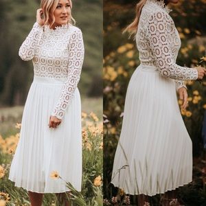 Ivy City Co. Arabella lace and pleated chiffon dress with nude-lined bodice